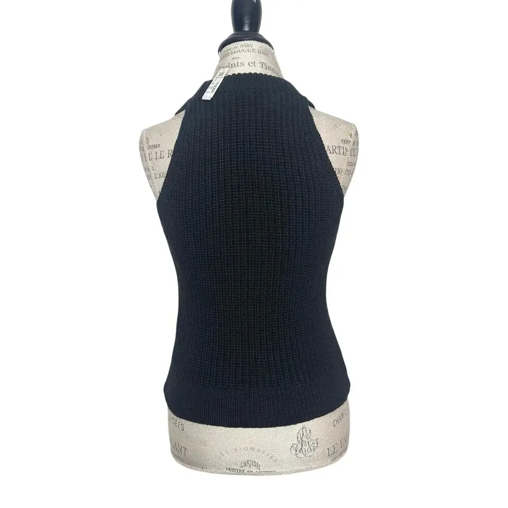 Madewell | Women | Black Heavy Ribbed Knit B-Neck Cutaway Sweater Vest | Small